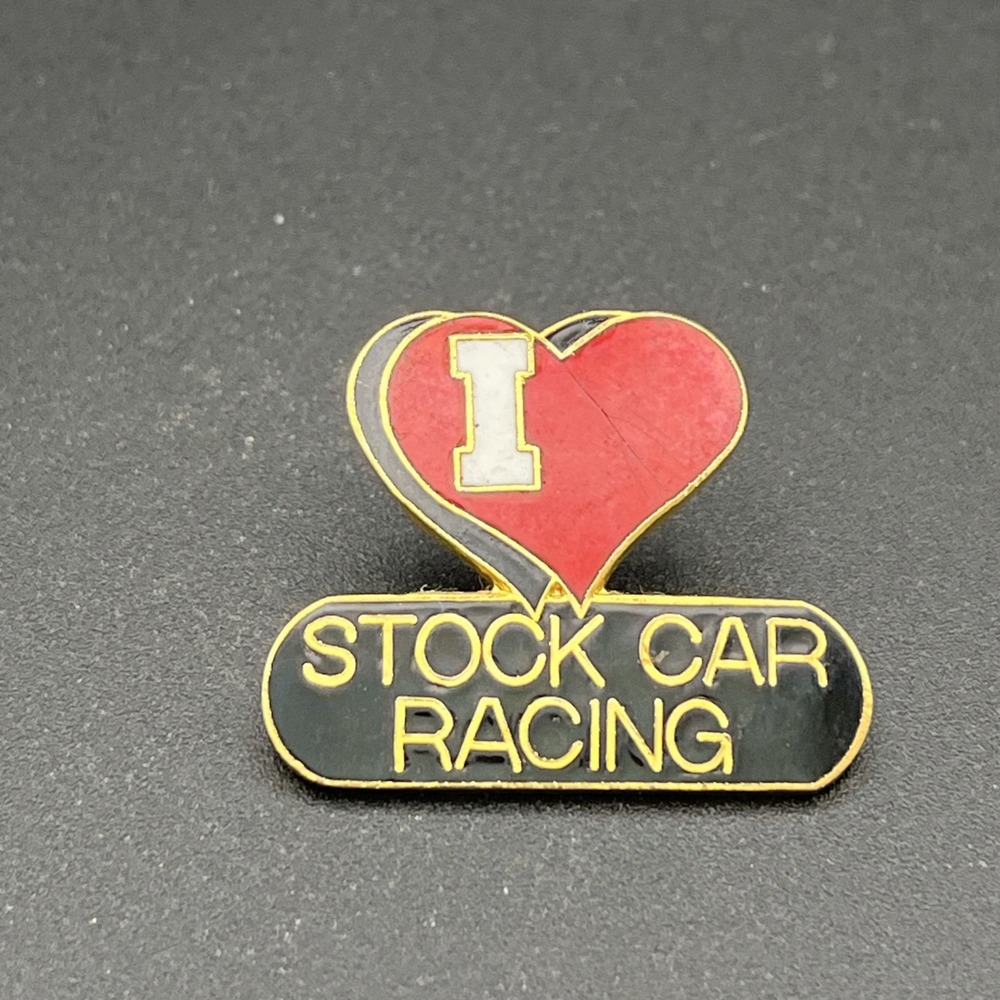 I Heart Love Stock Car Racing‎ Lapel Hat Pin